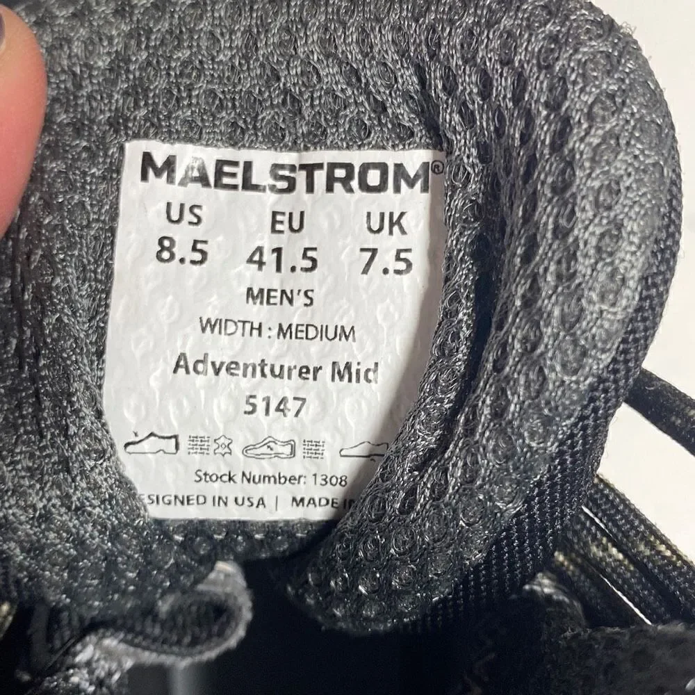 Maelstrom Black/Olive Adventurer Mid Waterproof Hiking Boot Size 8.5 NEW